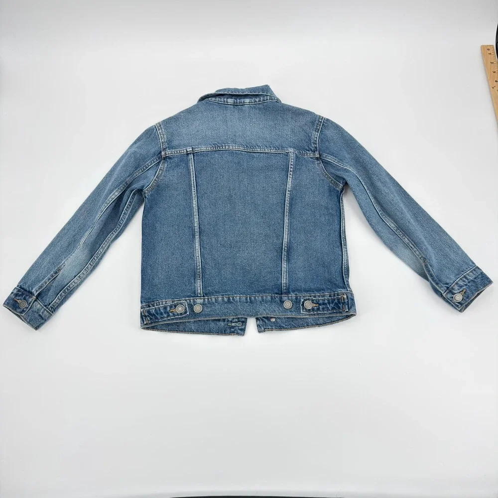 Old Navy Kids Blue Denim Trucker Jacket Light Wash Size L 10-12 Built-In Tough